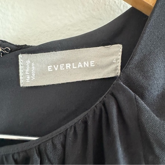 Everlane Black City Stripes Ruched Midi Dress 4 - Picture 7 of 13